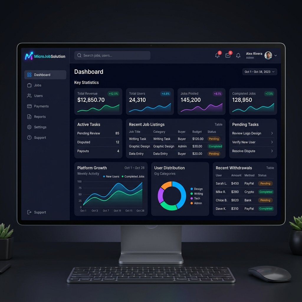 Sproutgigs Clone Script Admin Dashboard Preview